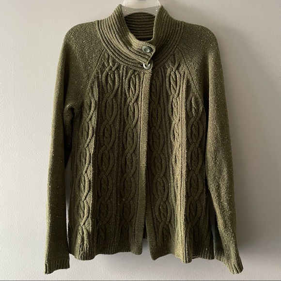 Green Long-Sleeve Sweater Cardigan M - Picture 2 of 5
